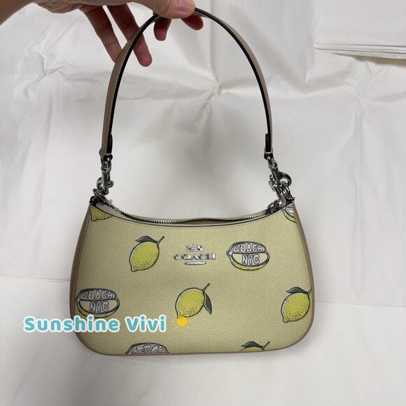 NWT Coach Teri Shoulder Bag Crossbody With Lemon Print In Canvas/Yellow CBA53 - Picture 1 of 8